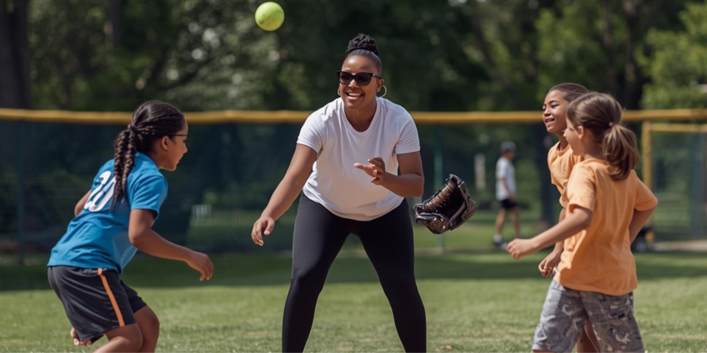 Woman Volunteering as a baseball coach