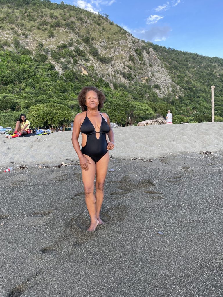 Claudette at Bobmarley Beach which is under threat of the Jamaicas Beach Access crisis
